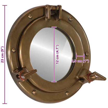 Bullaugen-Spiegel Wandmontage Ø23 cm Aluminium und Glas