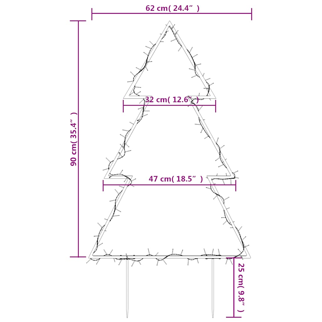 Weihnachtsbaum mit Erdspießen und 115 LEDs 90 cm