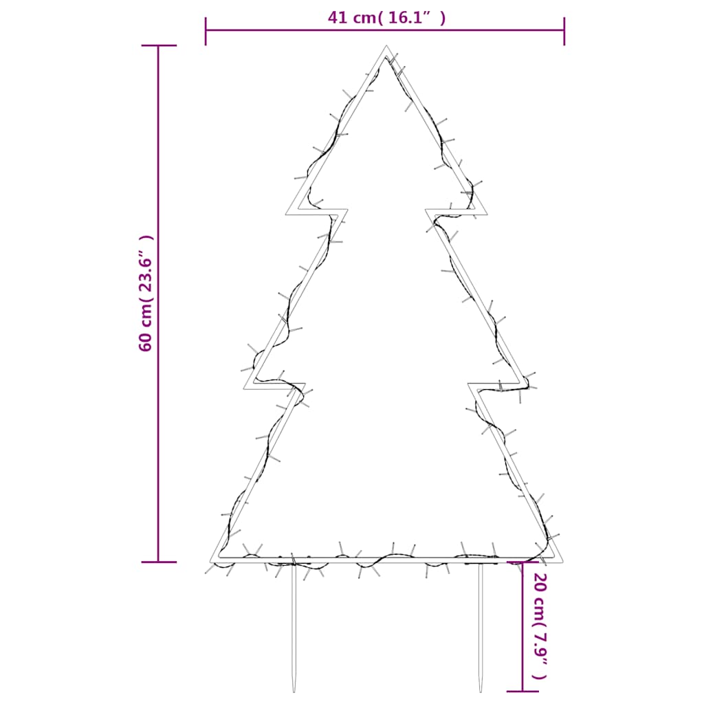 Weihnachtsbaum mit Erdspießen und 80 LEDs 60 cm