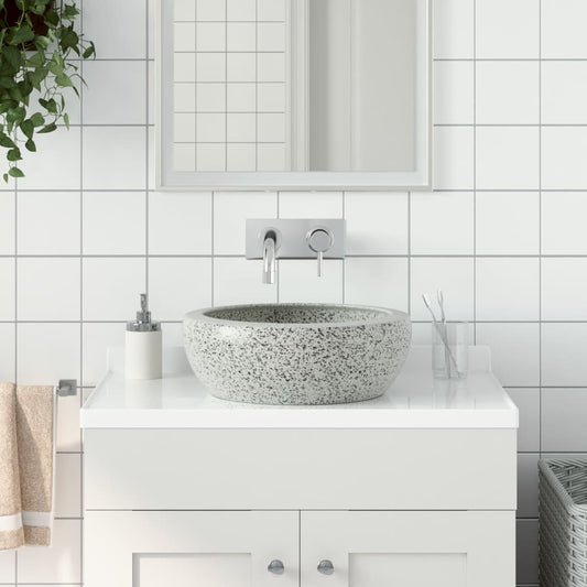 Aufsatzwaschbecken Grau Rund Ø41x14 cm Keramik