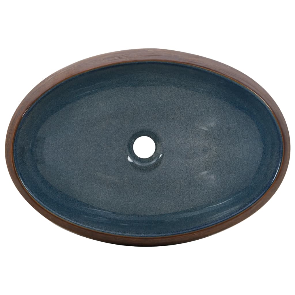 Aufsatzwaschbecken Braun und Blau Oval 59x40x15 cm Keramik