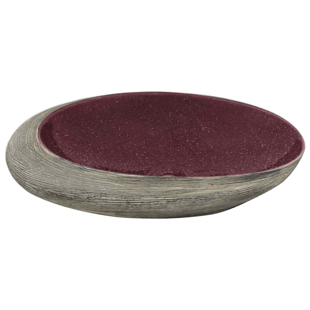 Aufsatzwaschbecken Lila und Grau Oval 59x40x14 cm Keramik