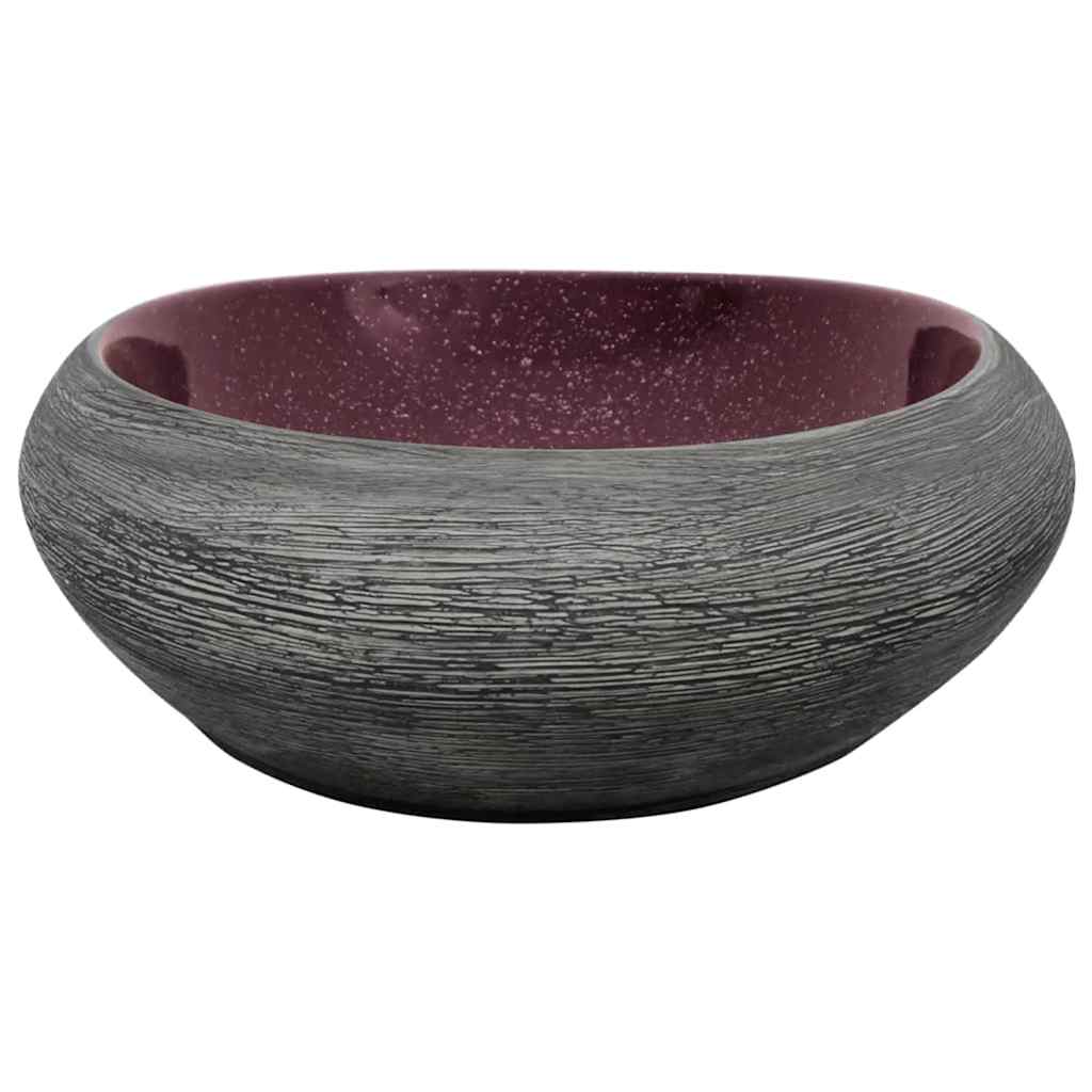 Aufsatzwaschbecken Lila und Grau Oval 59x40x14 cm Keramik