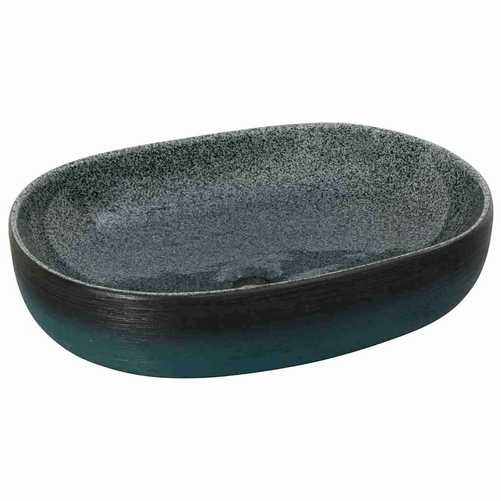 Aufsatzwaschbecken Türkis Oval 59x40x14 cm Keramik