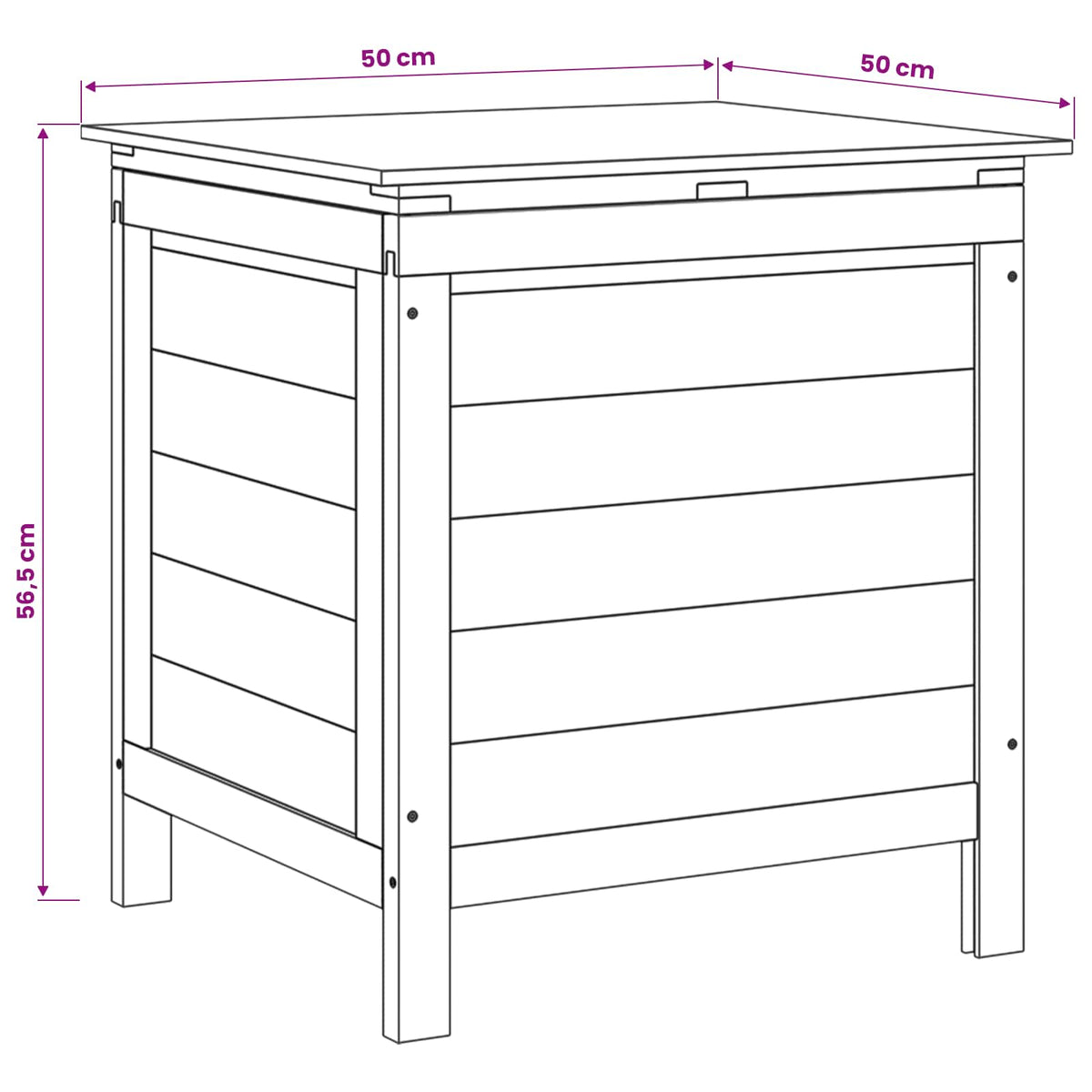 Gartentruhe Weiß 50x49x56,5 cm Massivholz Tanne