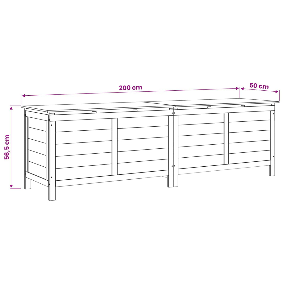 Gartentruhe Braun 198,5x50x56,5 cm Massivholz Tanne