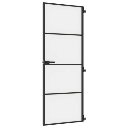 Innentür Schlank Schwarz 76x201,5 cm Hartglas und Aluminium