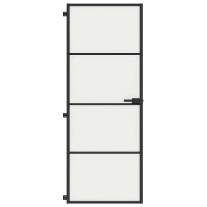 Innentür Schlank Schwarz 76x201,5 cm Hartglas und Aluminium