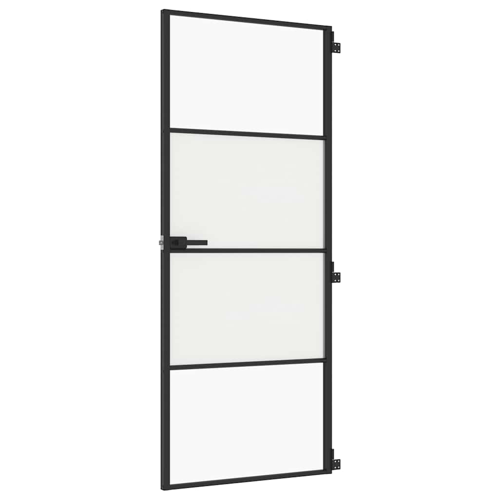 Innentür Schlank Schwarz 83x201,5 cm Hartglas & Aluminium