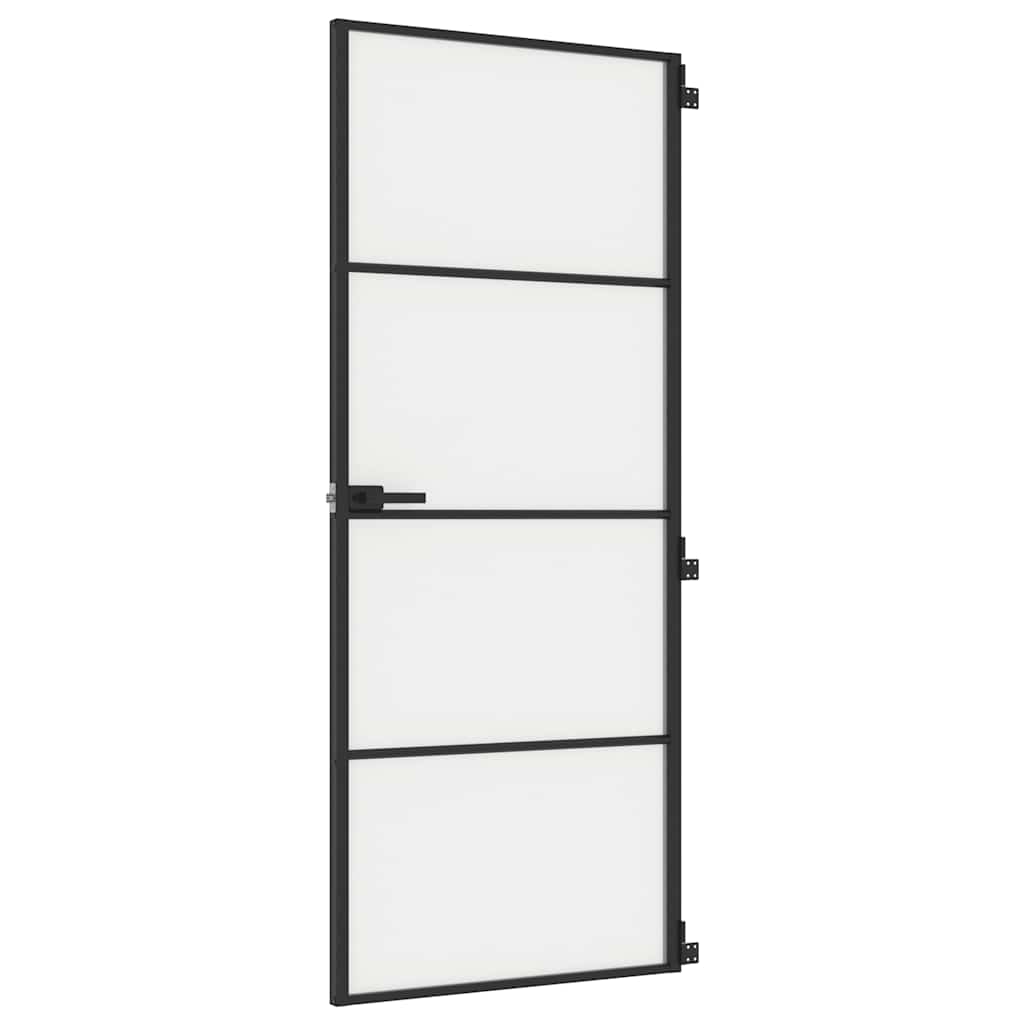 Innentür Schlank Schwarz 83x201,5 cm Hartglas & Aluminium