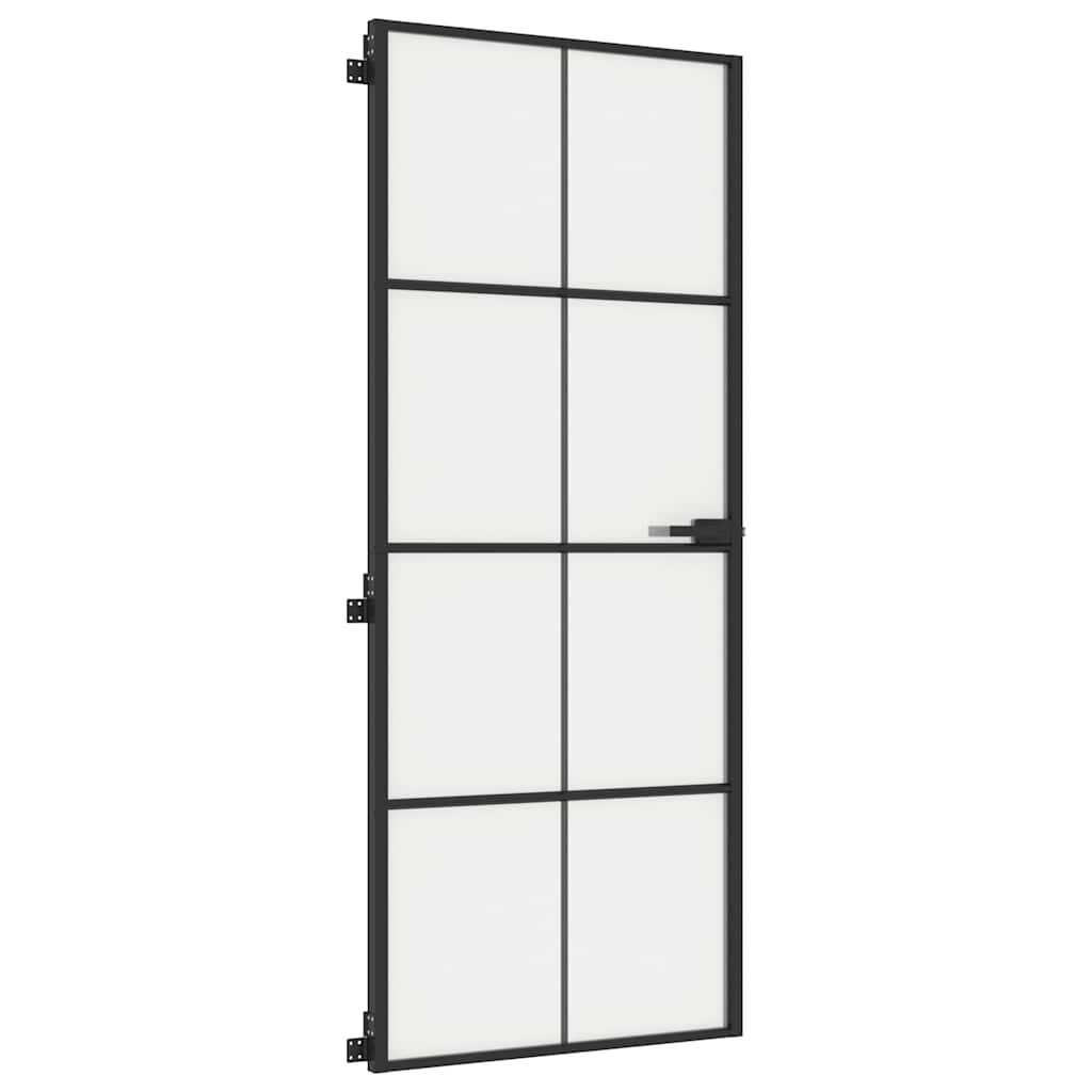 Innentür Schlank Schwarz 83x201,5 cm Hartglas & Aluminium
