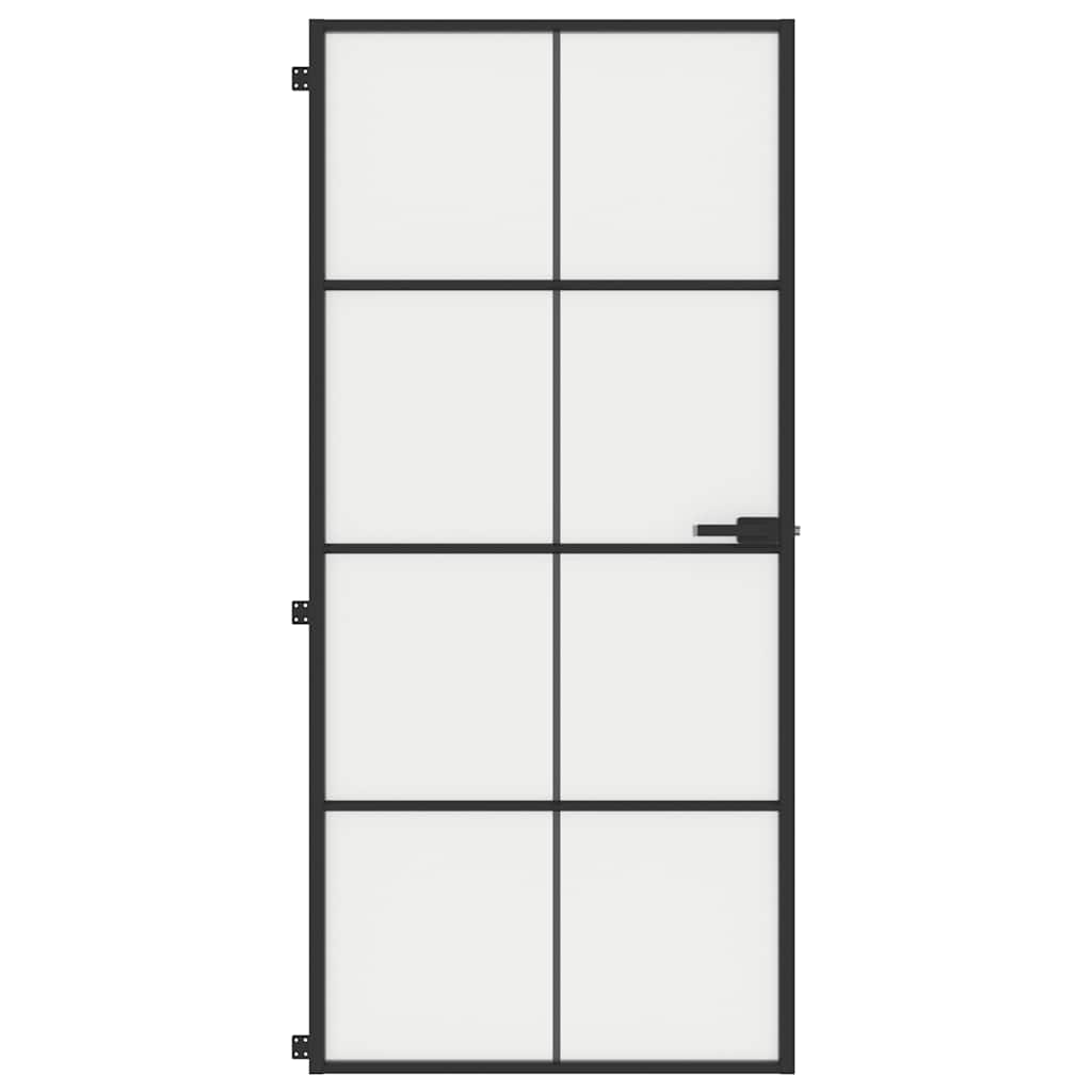 Innentür Schlank Schwarz 93x201,5 cm Hartglas & Aluminium