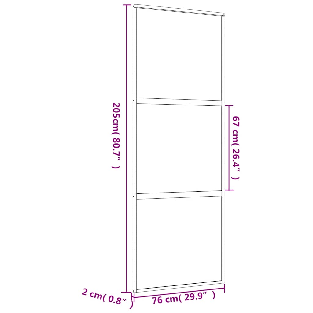 Schiebetür Golden 76x205 cm Matt ESG-Glas und Aluminium
