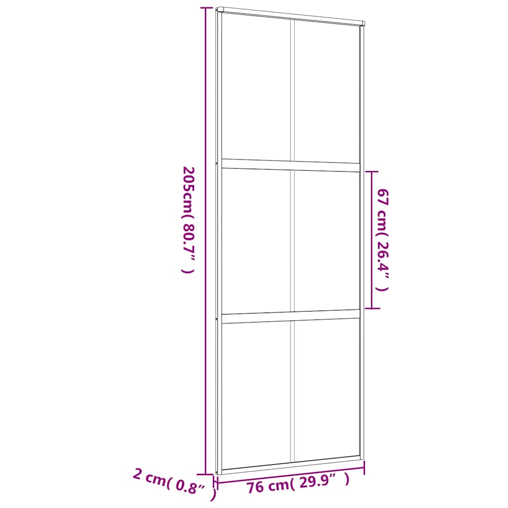 Schiebetür Golden 76x205 cm ESG-Klarglas und Aluminium