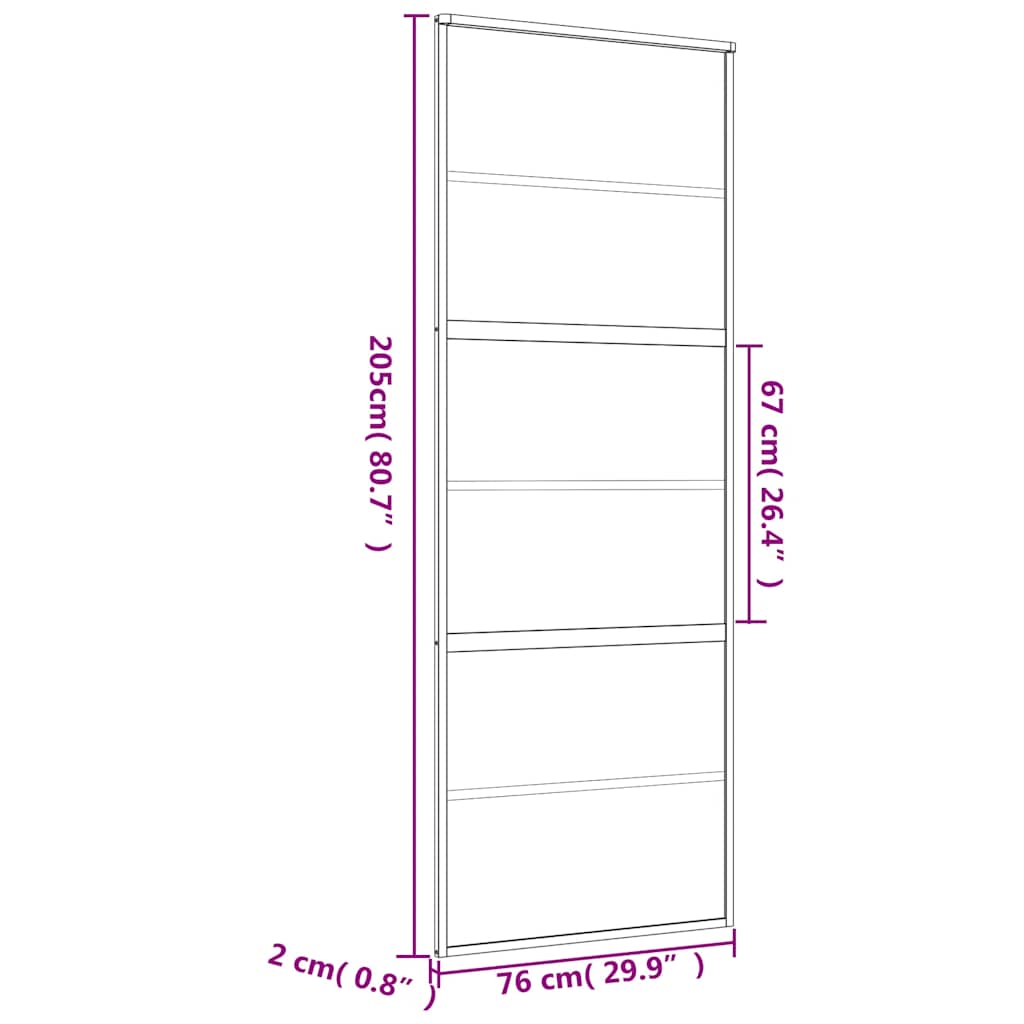Schiebetür Golden 76x205 cm Matt ESG-Glas und Aluminium
