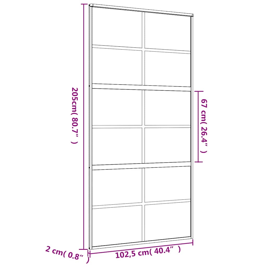 Schiebetür Golden 102,5x205 cm ESG-Klarglas und Aluminium