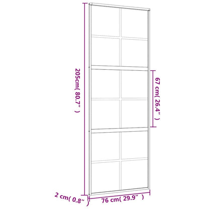 Schiebetür Golden 76x205 cm Matt ESG-Glas und Aluminium