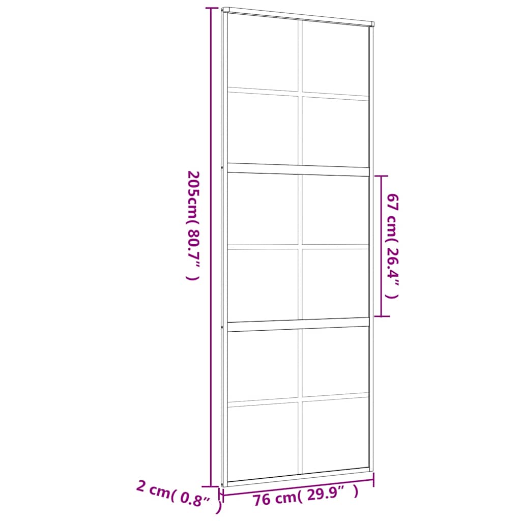 Schiebetür Golden 76x205 cm Matt ESG-Glas und Aluminium