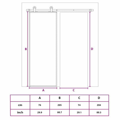 Schiebetür Golden 76x205 cm Matt ESG-Glas und Aluminium