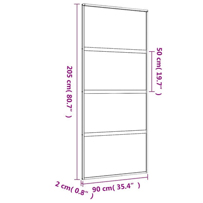Schiebetür Golden 90x205 cm Matt ESG-Glas und Aluminium