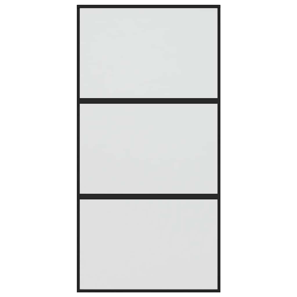 Schiebetür Schwarz 102,5x205 cm Hartglas und Aluminium