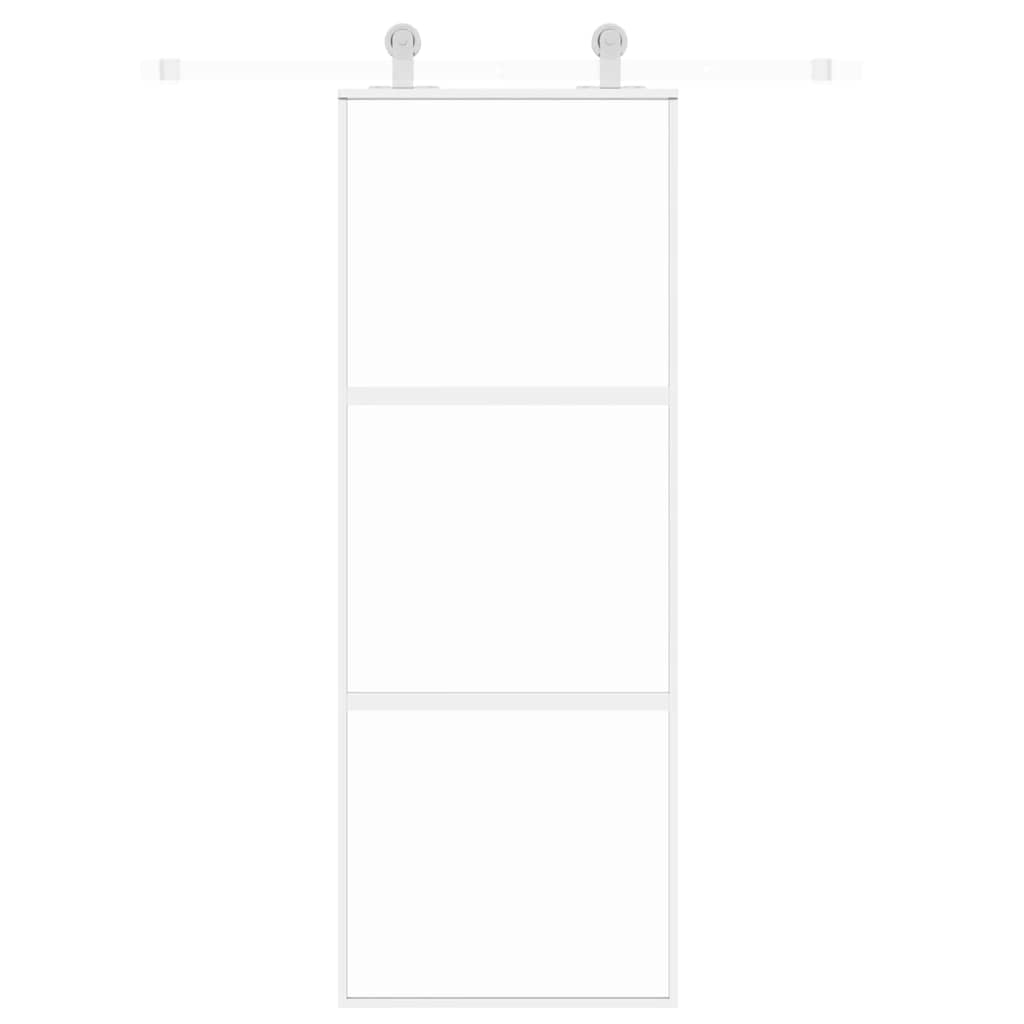 Schiebetür Weiß 76x205 cm Hartglas und Aluminium