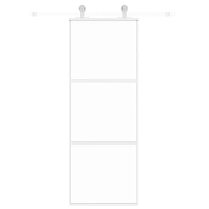 Schiebetür Weiß 76x205 cm Hartglas und Aluminium