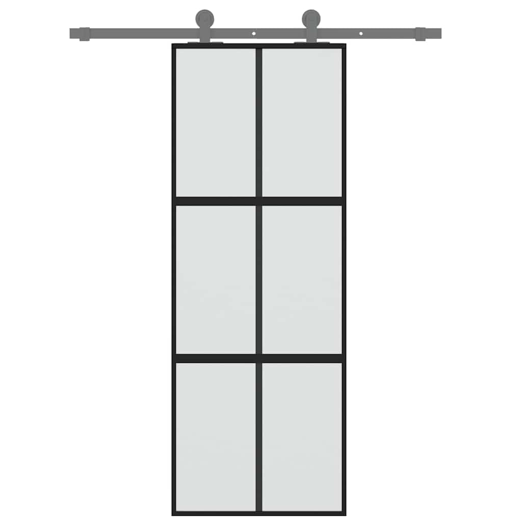 Schiebetür Schwarz 76x205 cm Hartglas und Aluminium