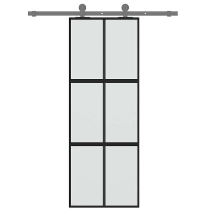 Schiebetür Schwarz 76x205 cm Hartglas und Aluminium