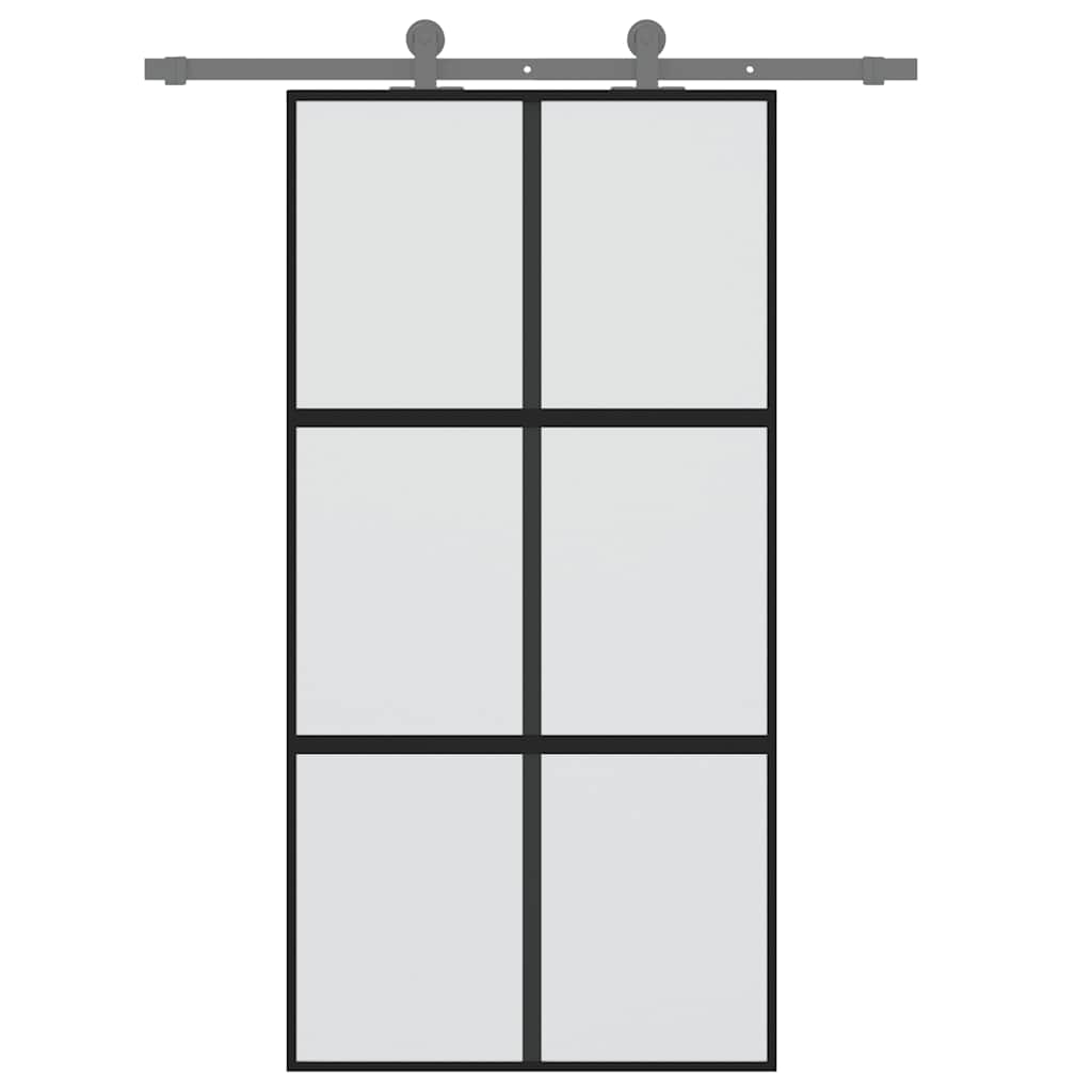 Schiebetür Schwarz 102,5x205 cm Hartglas und Aluminium