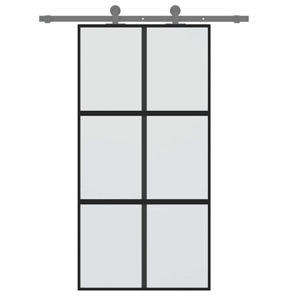 Schiebetür Schwarz 102,5x205 cm Hartglas und Aluminium