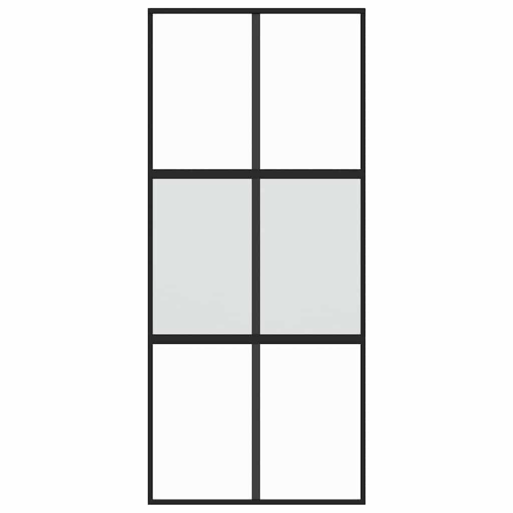 Schiebetür Schwarz 90x205 cm Hartglas und Aluminium