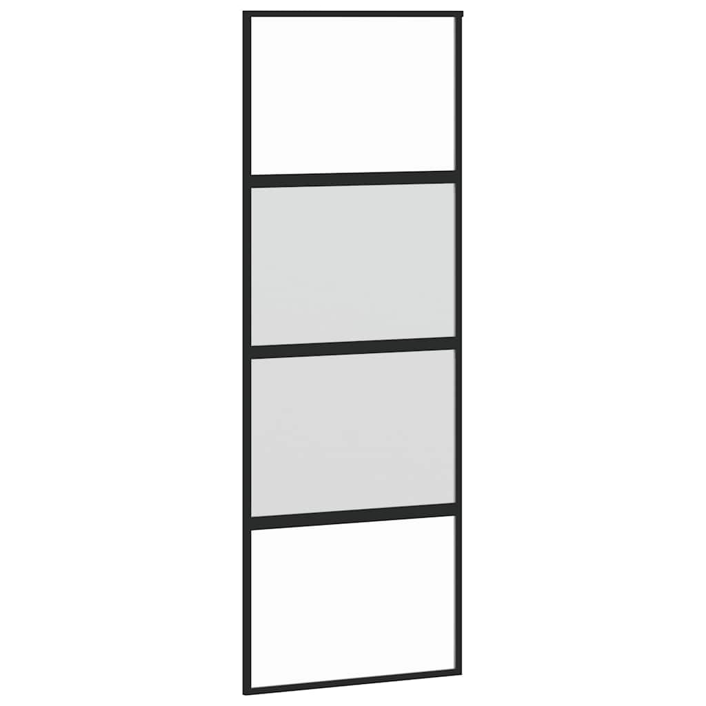 Schiebetür Schwarz 76x205 cm Hartglas und Aluminium
