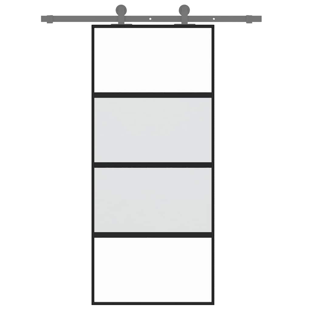 Schiebetür Schwarz 90x205 cm Hartglas und Aluminium
