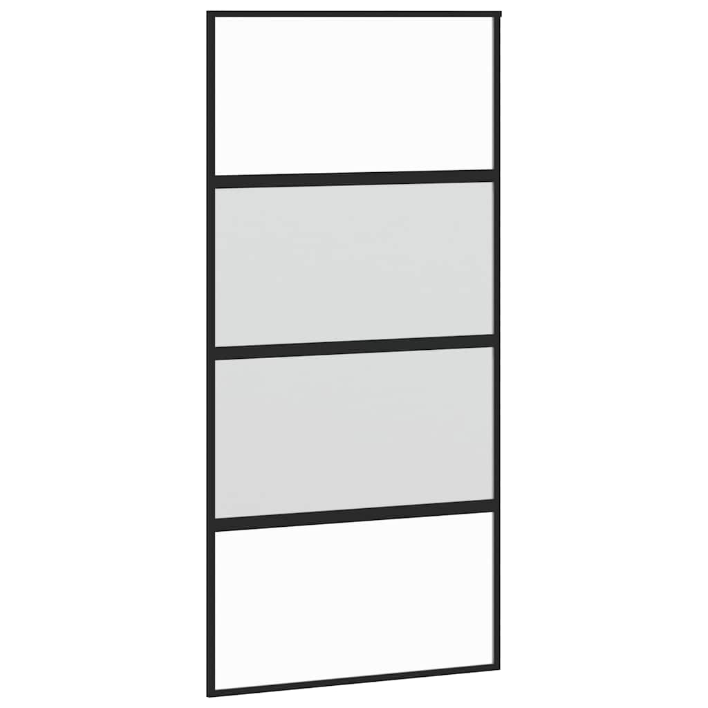 Schiebetür Schwarz 102,5x205 cm Hartglas und Aluminium