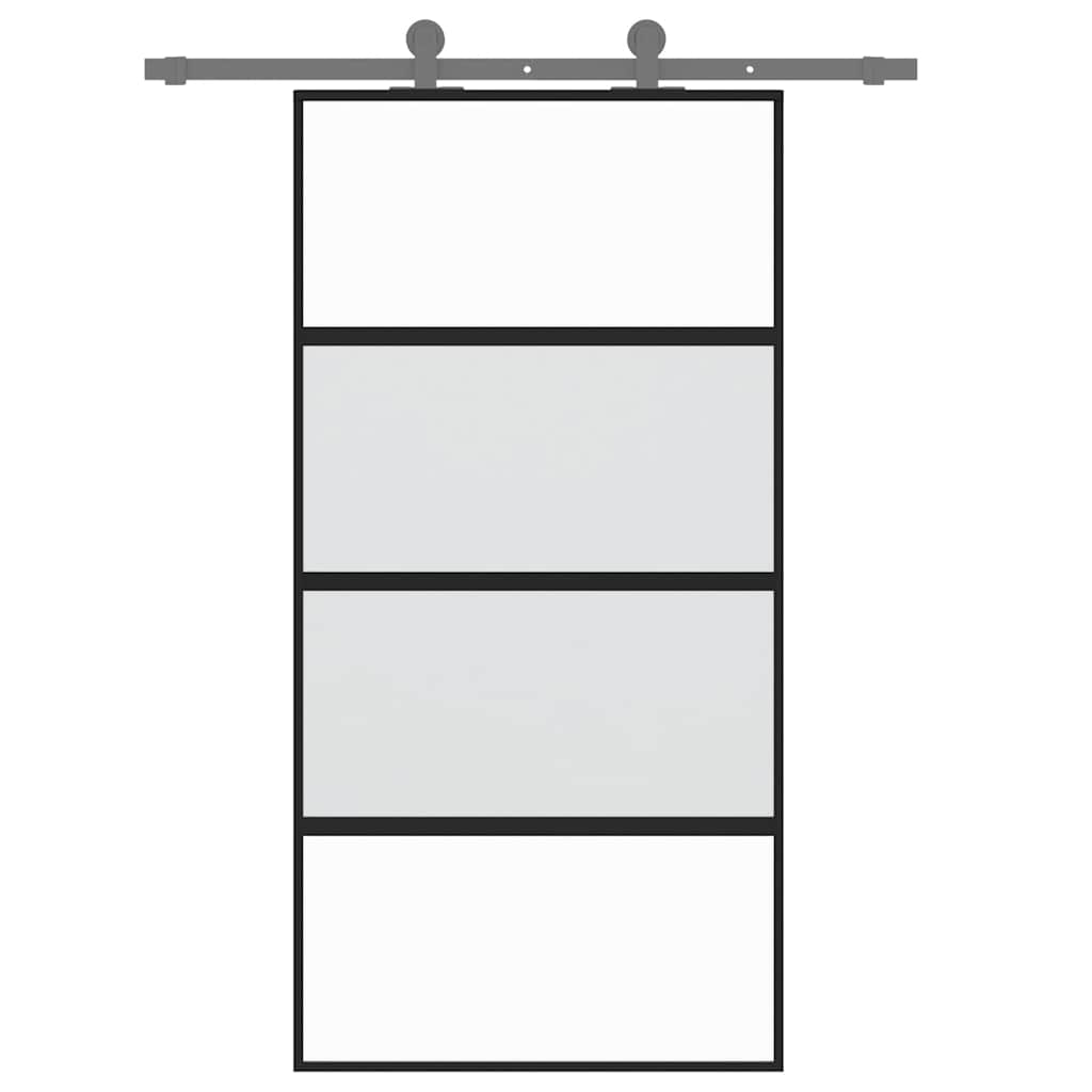 Schiebetür Schwarz 102,5x205 cm Hartglas und Aluminium