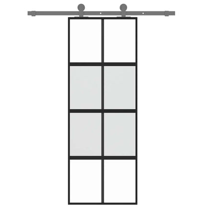 Schiebetür Schwarz 76x205 cm Hartglas und Aluminium