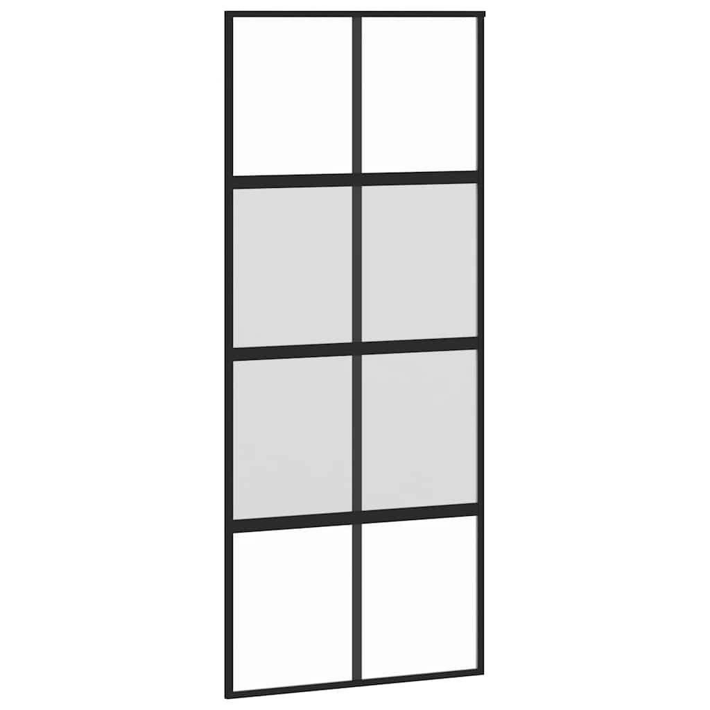 Schiebetür Schwarz 90x205 cm Hartglas und Aluminium