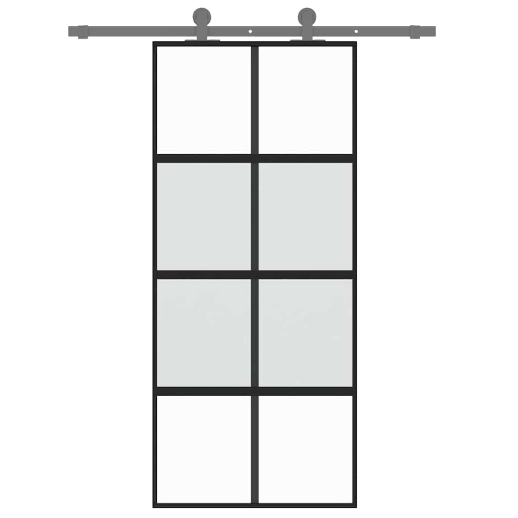 Schiebetür Schwarz 90x205 cm Hartglas und Aluminium