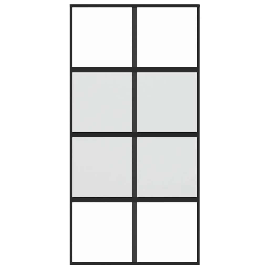 Schiebetür Schwarz 102,5x205 cm Hartglas und Aluminium