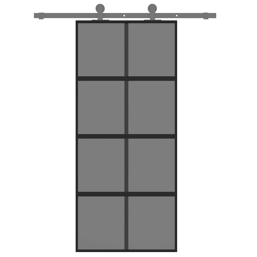 Schiebetür Schwarz 90x205 cm Hartglas und Aluminium