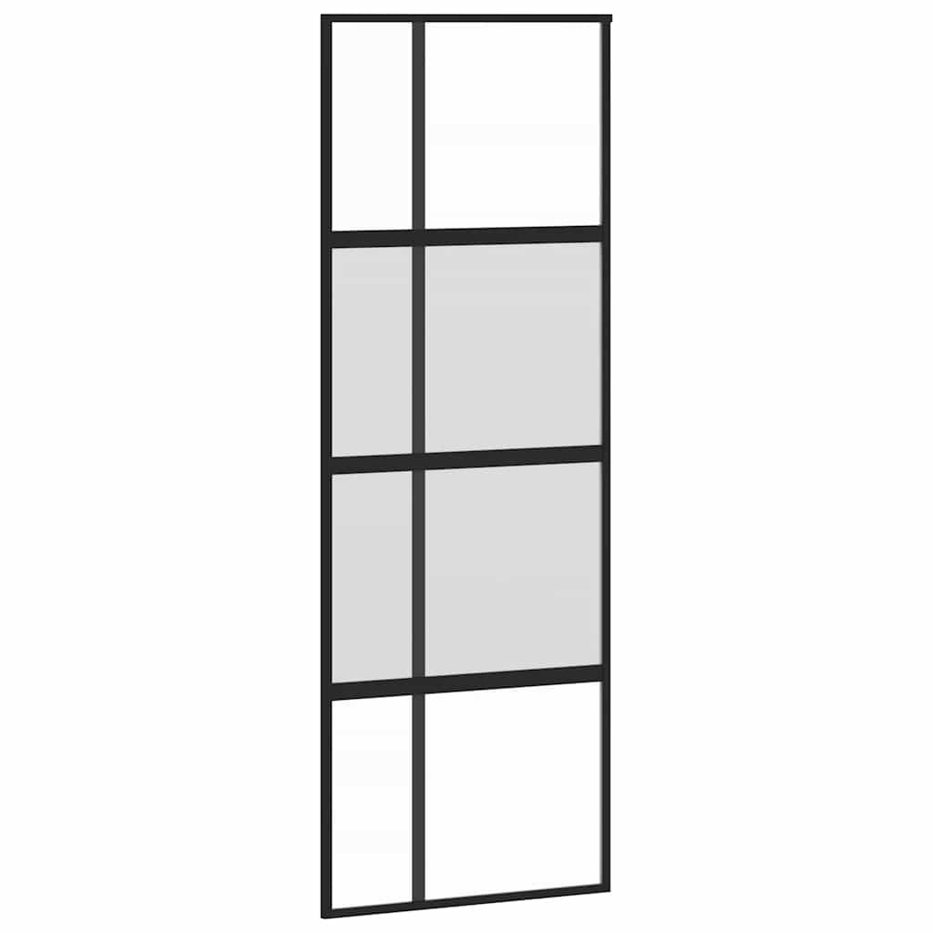 Schiebetür Schwarz 76x205 cm Hartglas und Aluminium