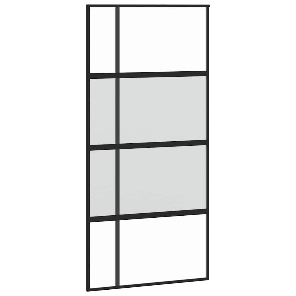 Schiebetür Schwarz 102,5x205 cm Hartglas und Aluminium