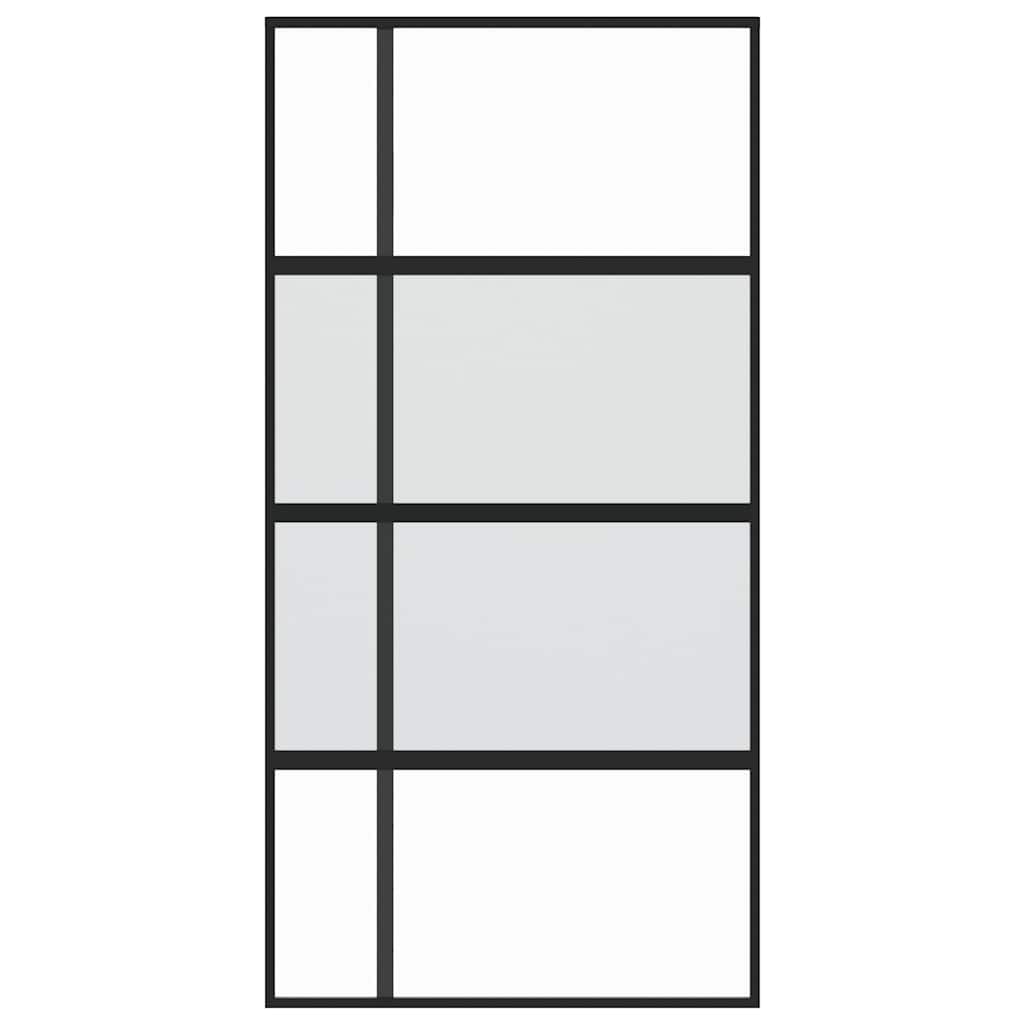 Schiebetür Schwarz 102,5x205 cm Hartglas und Aluminium