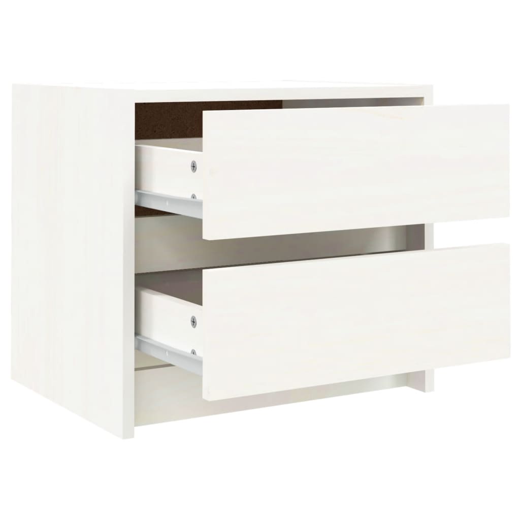 Bedside Table White 40x31x35.5 cm Solid Pine