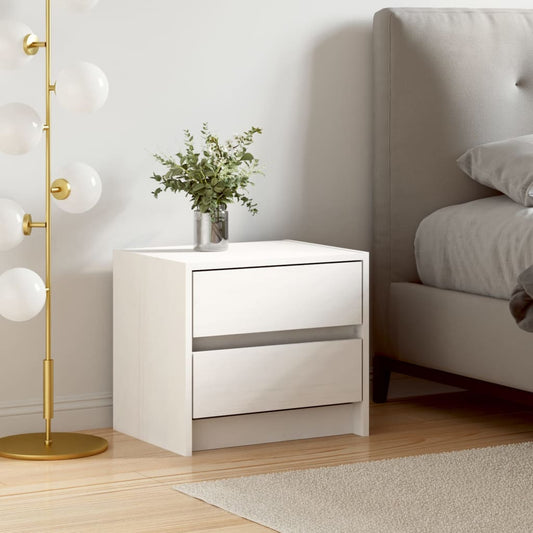 Bedside Table White 40x31x35.5 cm Solid Pine