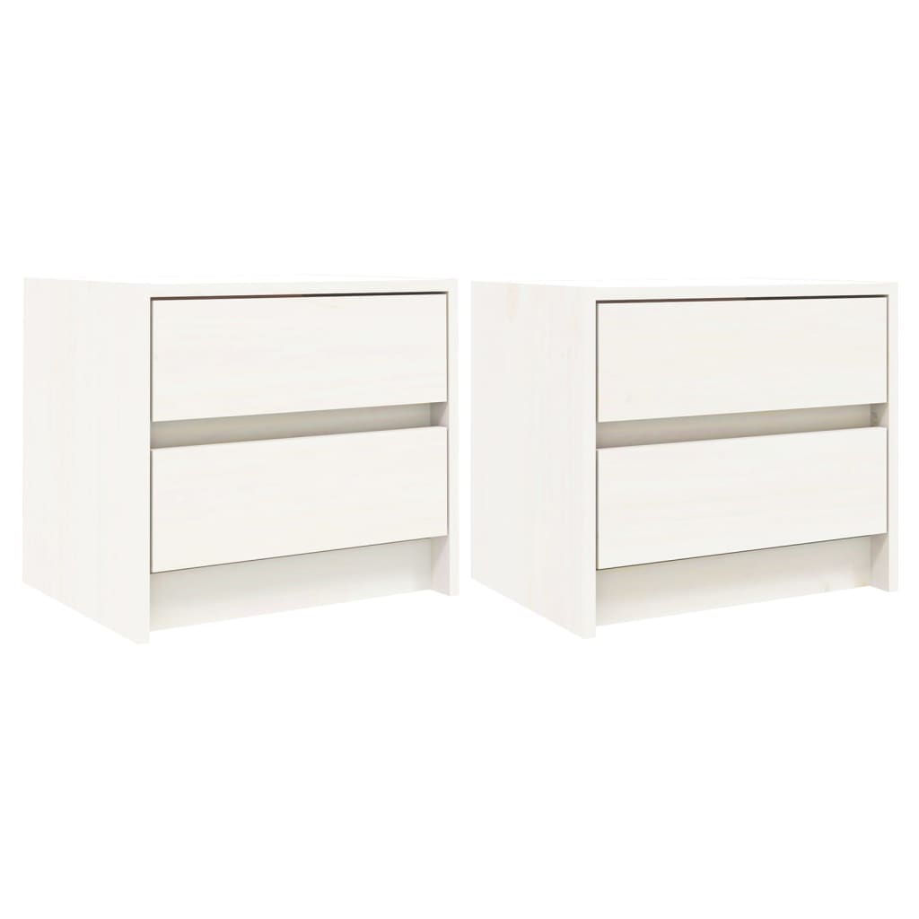 Bedside tables 2 pcs. White 40x31x35.5 cm solid pine wood