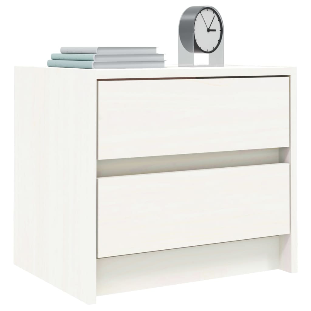 Bedside tables 2 pcs. White 40x31x35.5 cm solid pine wood