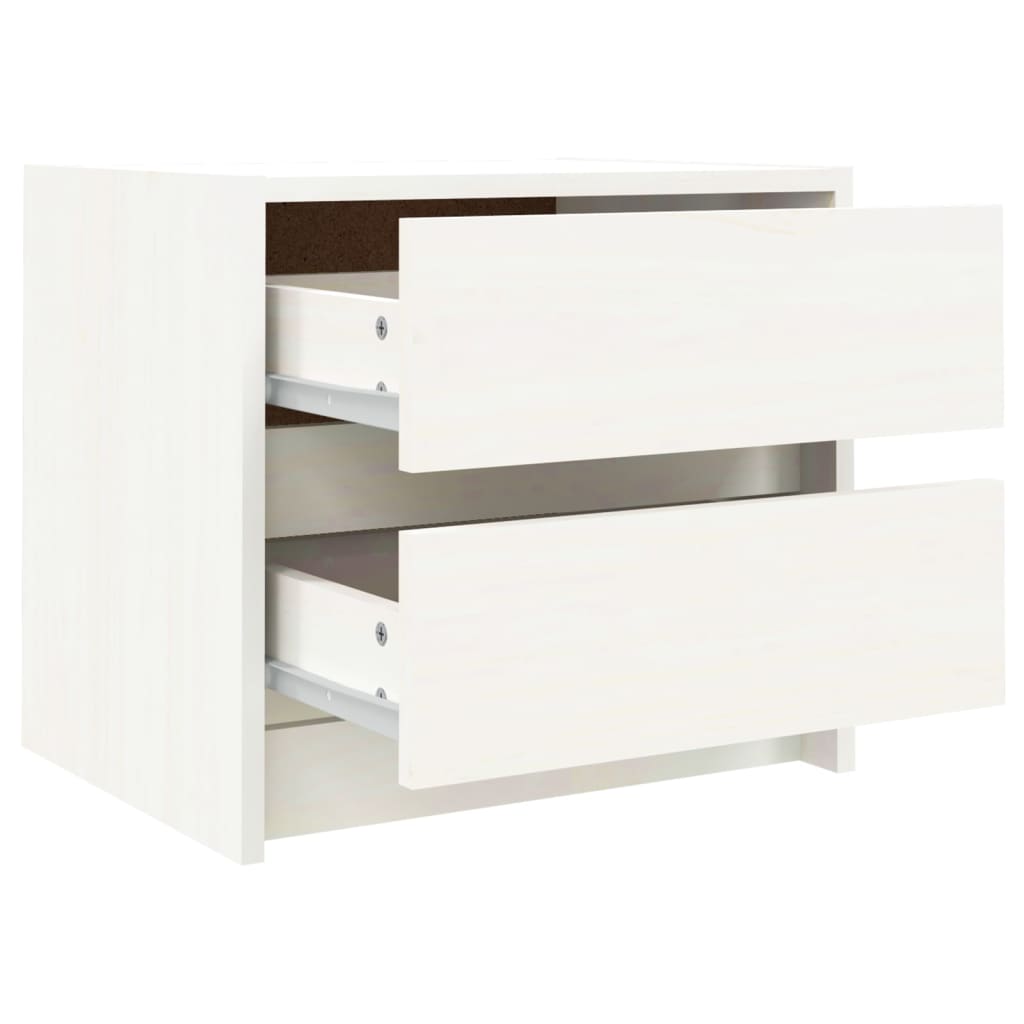 Bedside tables 2 pcs. White 40x31x35.5 cm solid pine wood