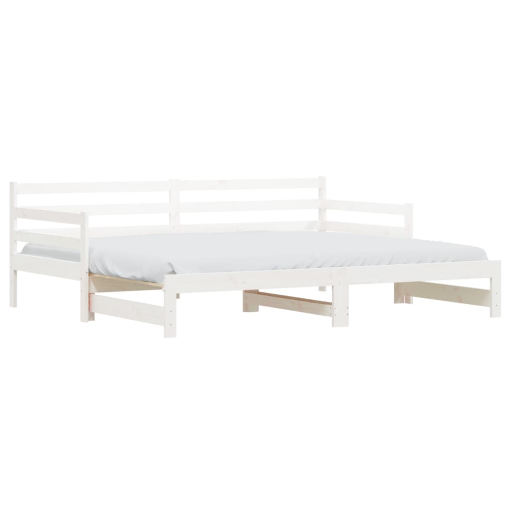 Lit de repos extensible blanc 90x200 cm en pin massif